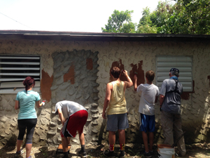 Painting the outside of the school